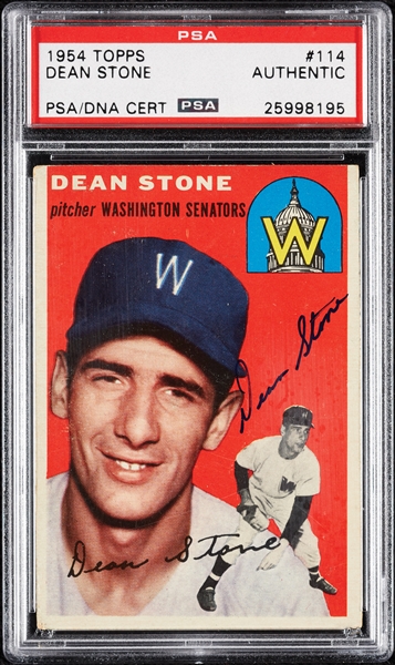 Dean Stone Signed 1954 Topps No. 114 (PSA/DNA)