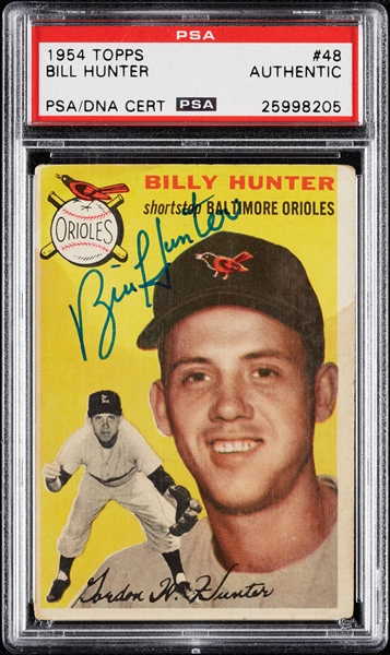 Bill Hunter Signed 1954 Topps No. 48 (PSA/DNA)
