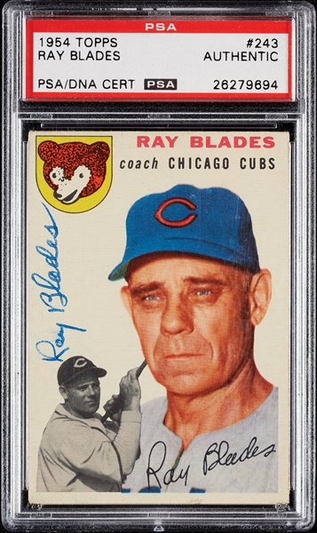 Ray Blades Signed 1954 Topps No. 243 (PSA/DNA)