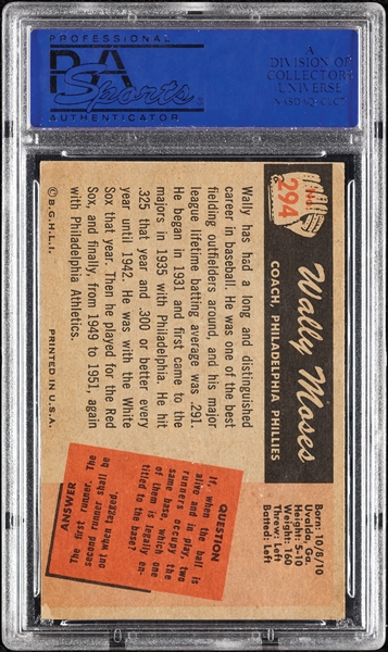 Wally Moses Signed 1955 Bowman No. 294 (PSA/DNA)
