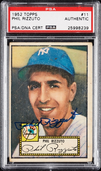 Phil Rizzuto Signed 1952 Topps No. 11 (PSA/DNA)