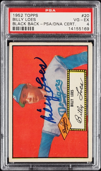 Billy Loes Signed 1952 Topps No. 20 PSA 4 (PSA/DNA)
