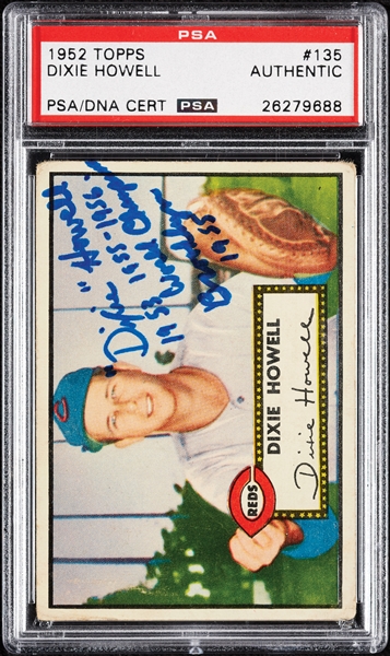 Dixie Howell Signed 1952 Topps No. 135 (PSA/DNA)