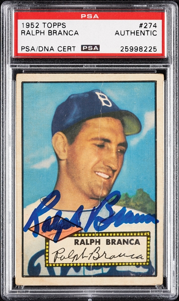 Ralph Branca Signed 1952 Topps No. 274 (PSA/DNA)