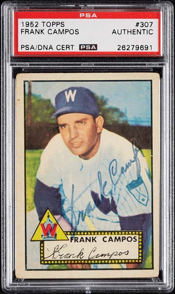 Frank Campos Signed 1952 Topps No. 307 (PSA/DNA)