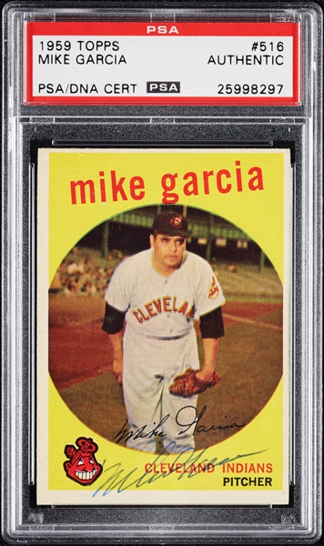 Mike Garcia Signed 1959 Topps No. 516 (PSA/DNA)