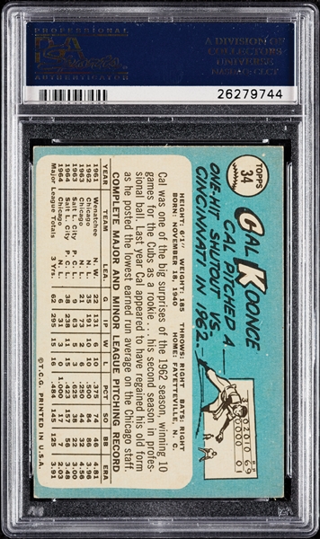 Cal Koonce Signed 1959 Topps No. 34 (PSA/DNA)