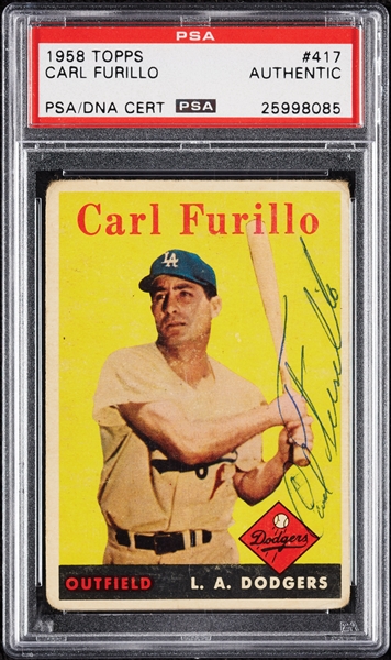Carl Furillo Signed 1958 Topps No. 417 (PSA/DNA)