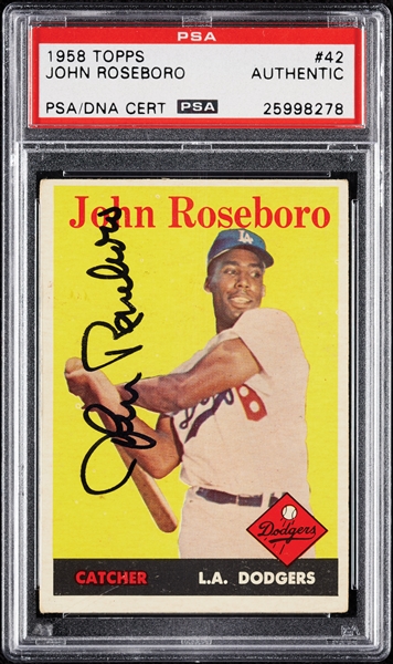 John Roseboro Signed 1958 Topps No. 42 (PSA/DNA)