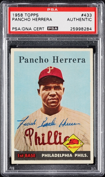 Pancho Herrera Signed 1958 Topps No. 433 (PSA/DNA)