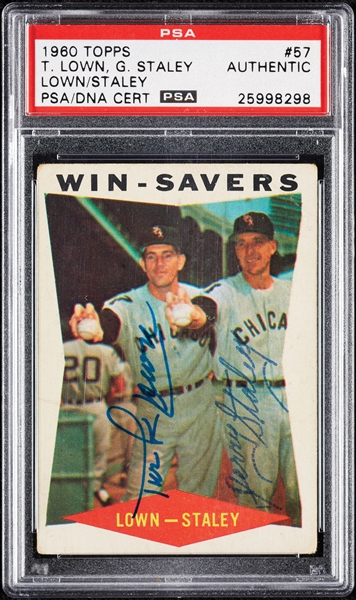 Turk Lown & Gerry Staley Signed 1960 Topps Win-Savers No. 57 (PSA/DNA)