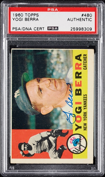 Yogi Berra Signed 1960 Topps No. 480 (PSA/DNA)