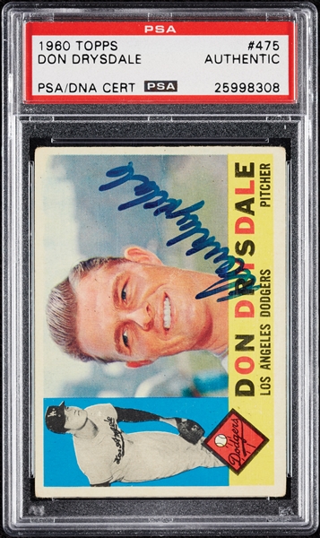 Don Drysdale Signed 1960 Topps No. 475 (PSA/DNA)