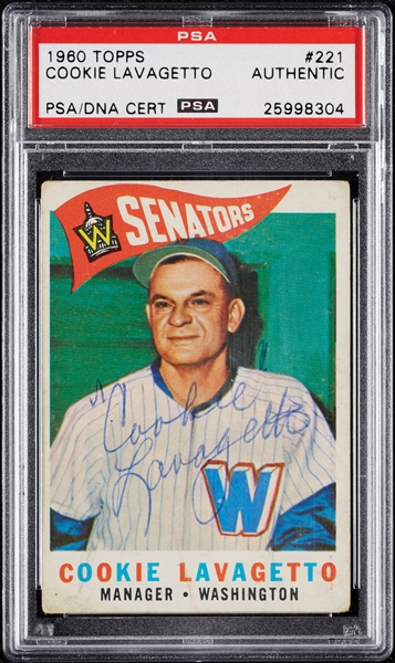 Cookie Lavagetto Signed 1960 Topps No. 221 (PSA/DNA)