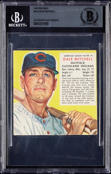 Dale Mitchell Signed 1953 Red Man No. AL9 (BAS)