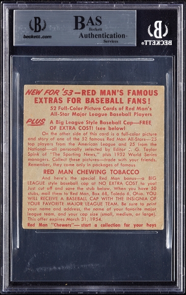 Dale Mitchell Signed 1953 Red Man No. AL9 (BAS)