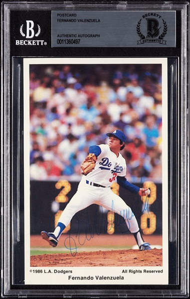 Fernando Valenzuela Signed 1986 Dodgers Postcard (BAS)