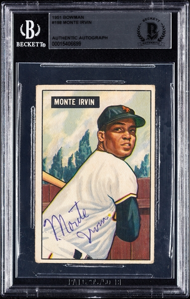 Monte Irvin Signed 1951 Bowman RC No. 198 (BAS)