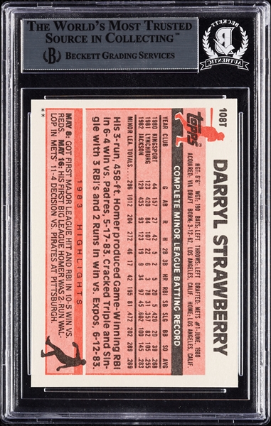 Darryl Strawberry Signed 1983 Topps Traded RC No. 108T (BAS)