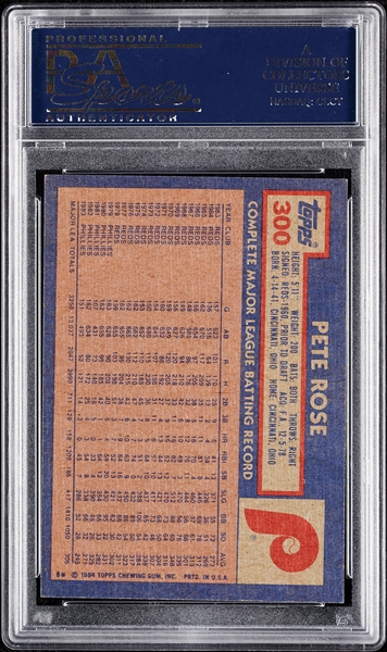 Pete Rose Signed 1984 Topps No. 300 (Graded PSA/DNA 10)