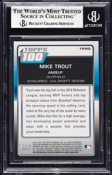 Mike Trout Signed 2011 Bowman Topps 100 No. 90 (BAS)