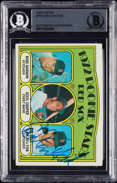 Carlton Fisk Signed 1972 Topps RC No. 79 (BAS)