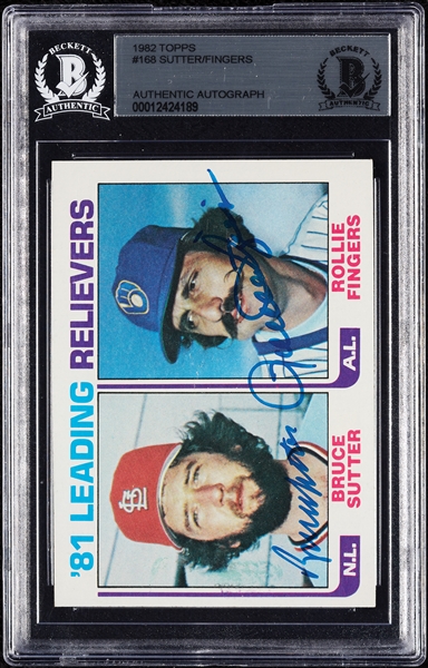 Bruce Sutter & Rollie Fingers Signed 1982 Topps Leading Relievers No. 168 (BAS)