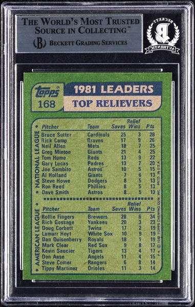 Bruce Sutter & Rollie Fingers Signed 1982 Topps Leading Relievers No. 168 (BAS)