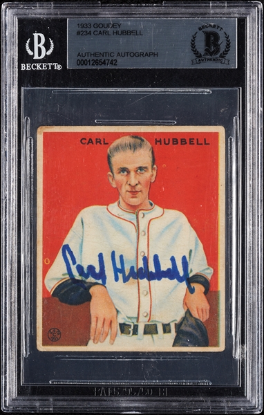 Carl Hubbell Signed 1933 Goudey No. 234 (BAS)