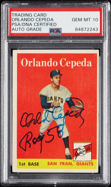 Orlando Cepeda Signed 1958 Topps RC No. 343 (Graded PSA/DNA 10)