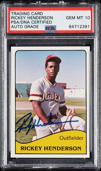 Rickey Henderson Signed 1979 TCMA Ogden A's RC No. 9 (Graded PSA/DNA 10)