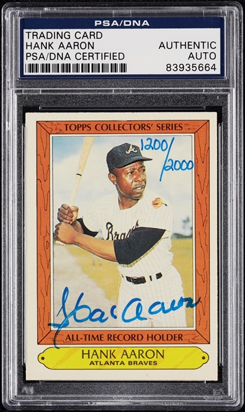Hank Aaron Signed 1985 Topps Woolworth All-Time Record Holder (1200/2000) (PSA/DNA)