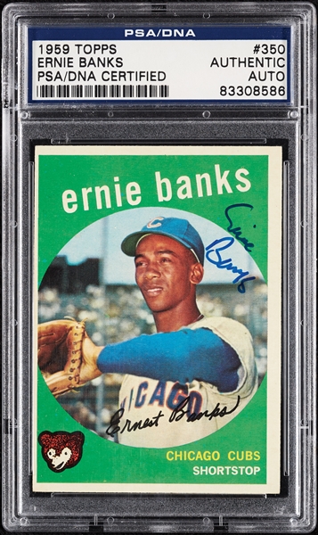 Ernie Banks Signed 1959 Topps No. 350 (PSA/DNA)