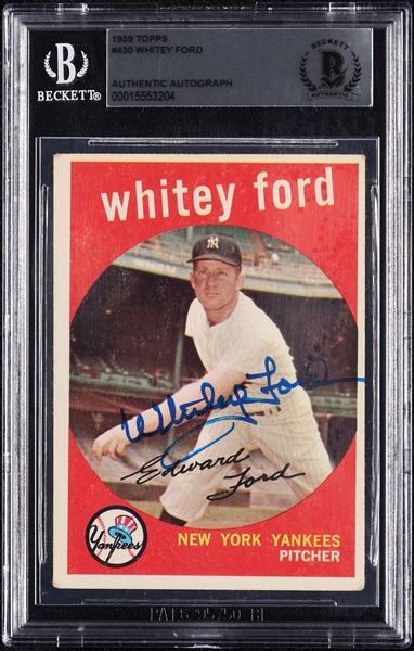 Whitey Ford Signed 1959 Topps No. 430 (BAS)
