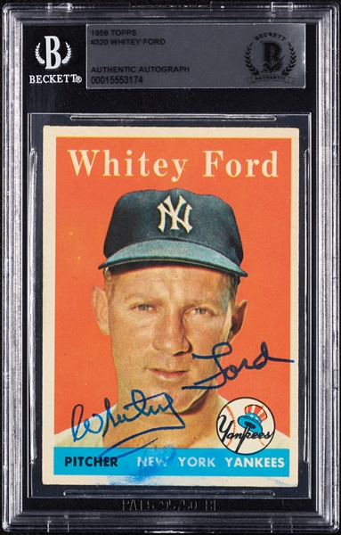 Whitey Ford Signed 1958 Topps No. 320 (BAS)