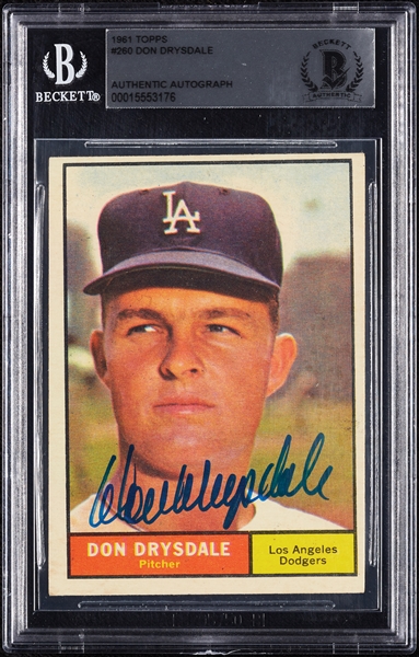 Don Drysdale Signed 1961 Topps No. 260 (BAS)