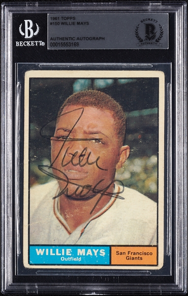 Willie Mays Signed 1961 Topps No. 150 (BAS)