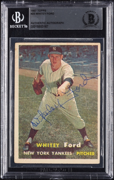 Whitey Ford Signed 1957 Topps No. 25 (BAS)