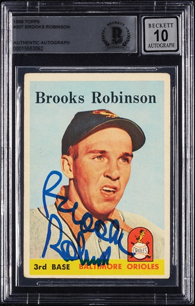 Brooks Robinson Signed 1958 Topps No. 307 (Graded BAS 10)