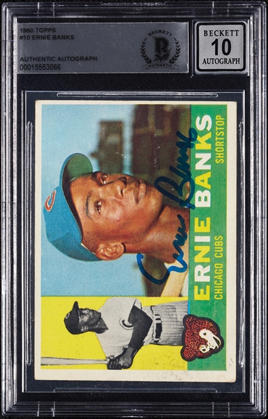 Ernie Banks Signed 1960 Topps No. 10 (Graded BAS 10)