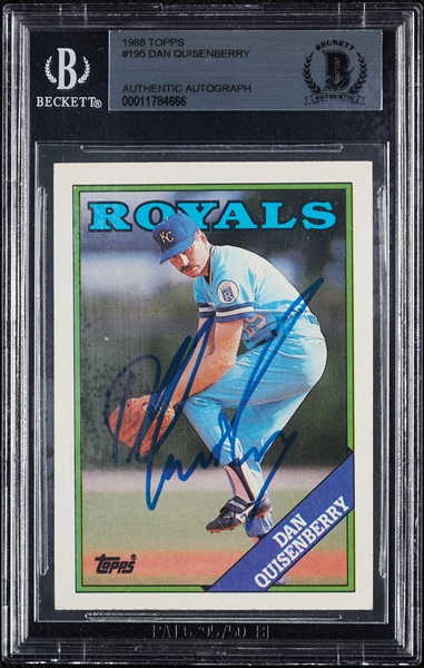Dan Quisenberry Signed 1988 Topps No. 195 (BAS)