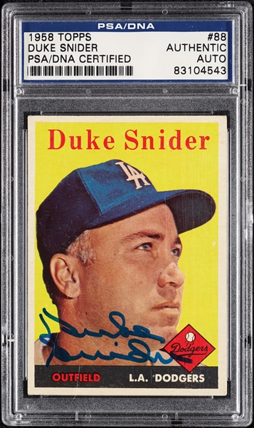 Duke Snider Signed 1958 Topps No. 88 (PSA/DNA)