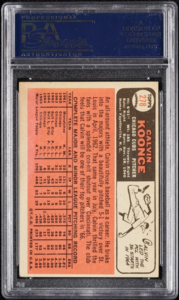 Cal Koonce Signed 1966 Topps No. 278 (PSA/DNA)