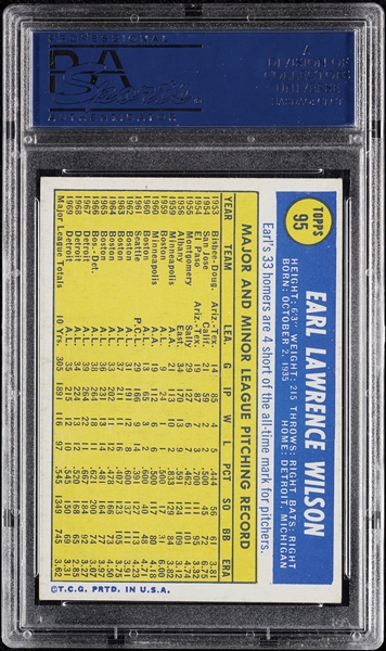 Earl Wilson Signed 1970 Topps No. 95 (PSA/DNA)