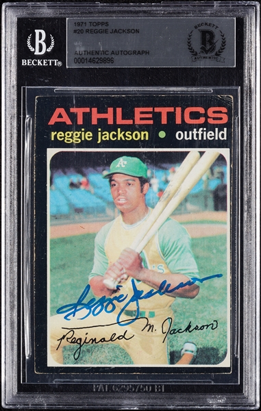 Reggie Jackson Signed 1971 Topps No. 20 (BAS)