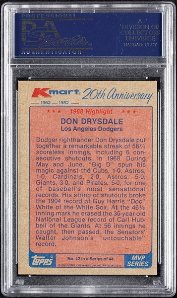 Don Drysdale Signed 1982 Topps KMart No. 42 (PSA/DNA)