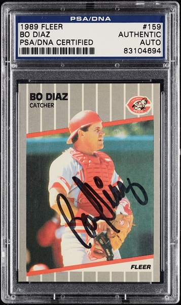 Bo Diaz Signed 1989 Fleer No. 159 (PSA/DNA)
