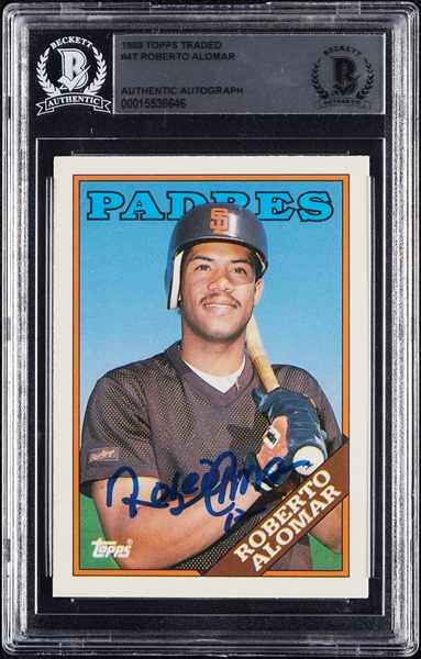 Roberto Alomar Signed 1988 Topps Traded RC No. 4T (BAS)