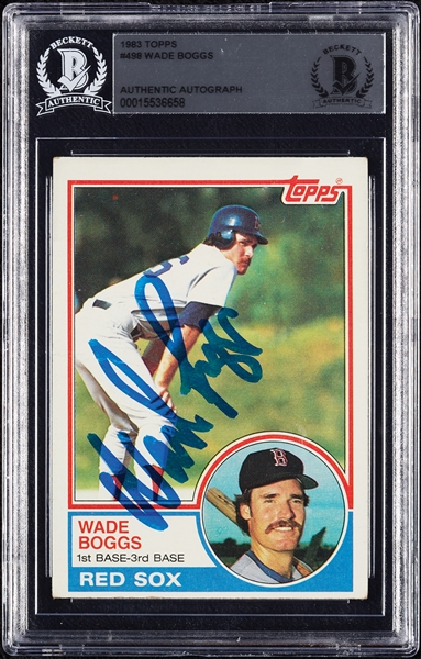 Wade Boggs Signed 1983 Topps RC No. 498 (BAS)