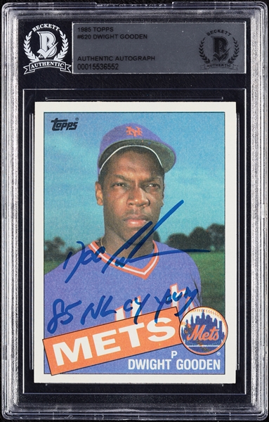 Dwight Gooden Signed 1985 Topps RC No. 620 (BAS)